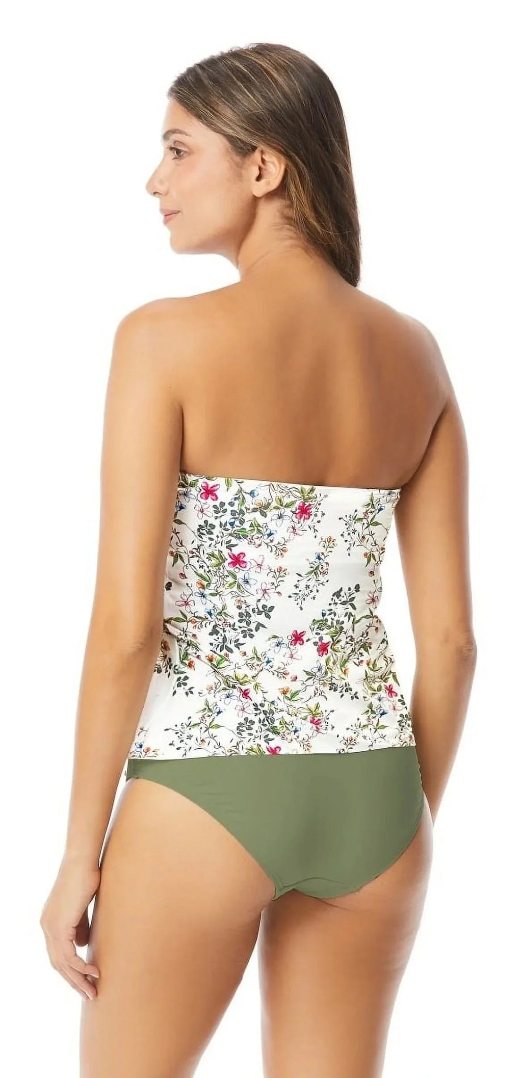 Vince Camuto IVORY Draped Bandeau Tankini Swim Top, US Medium