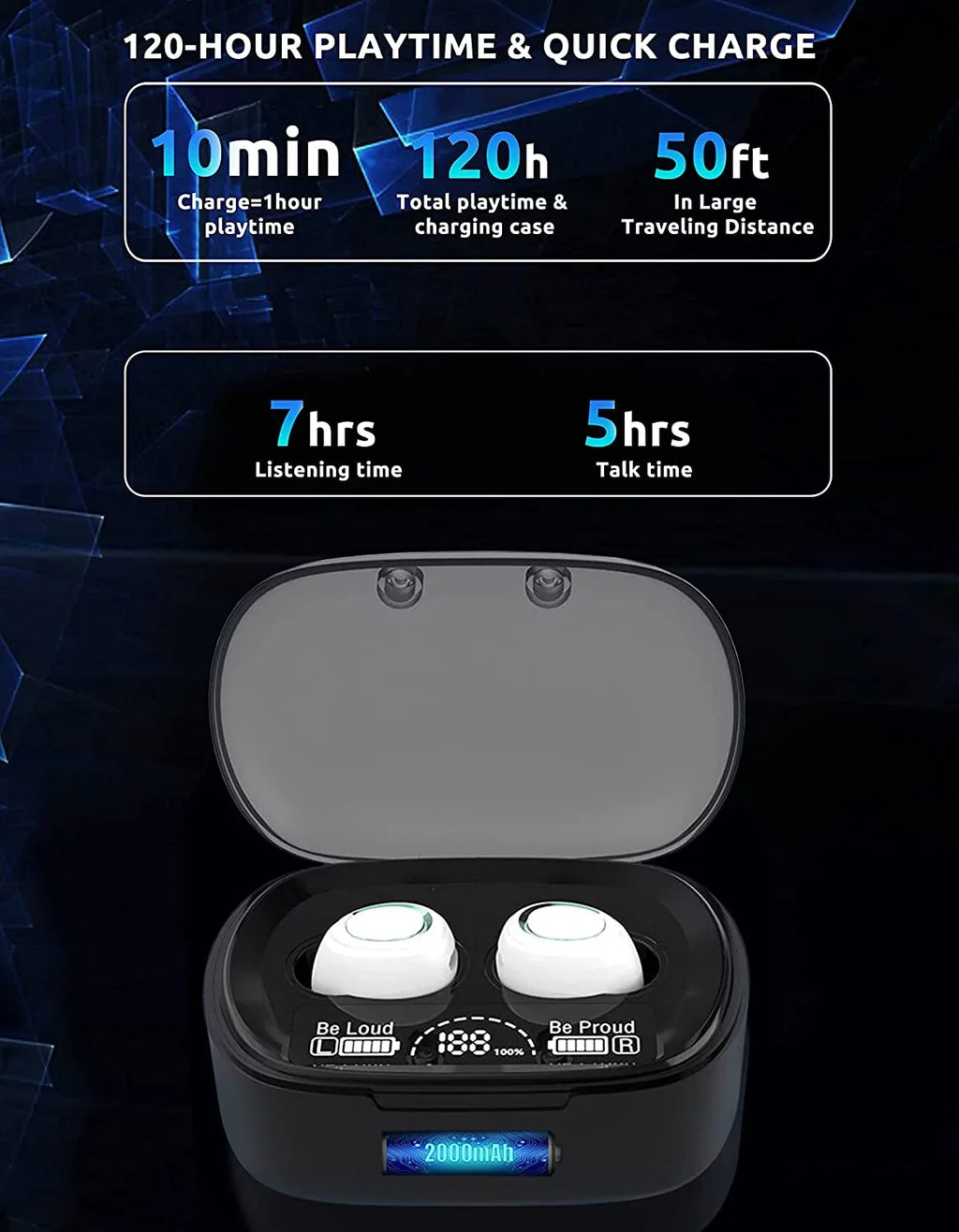 Wireless V5.1 PRO Earbuds suitable with  Galaxy Note 10/Plus/Lite/+/5G/Note10 IPX3 BlueTooth Touch Waterproof / Sweatproof / Noise Reduction with Mic (White)