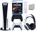 Playstation 5 Disc Version ( PS5 Disc) with Midnight Black Extra Controller, Headset, Media Remote, Marvel’s Spider-Man: Miles Morales Launch Edition and Microfiber Cleaning Cloth Bundle