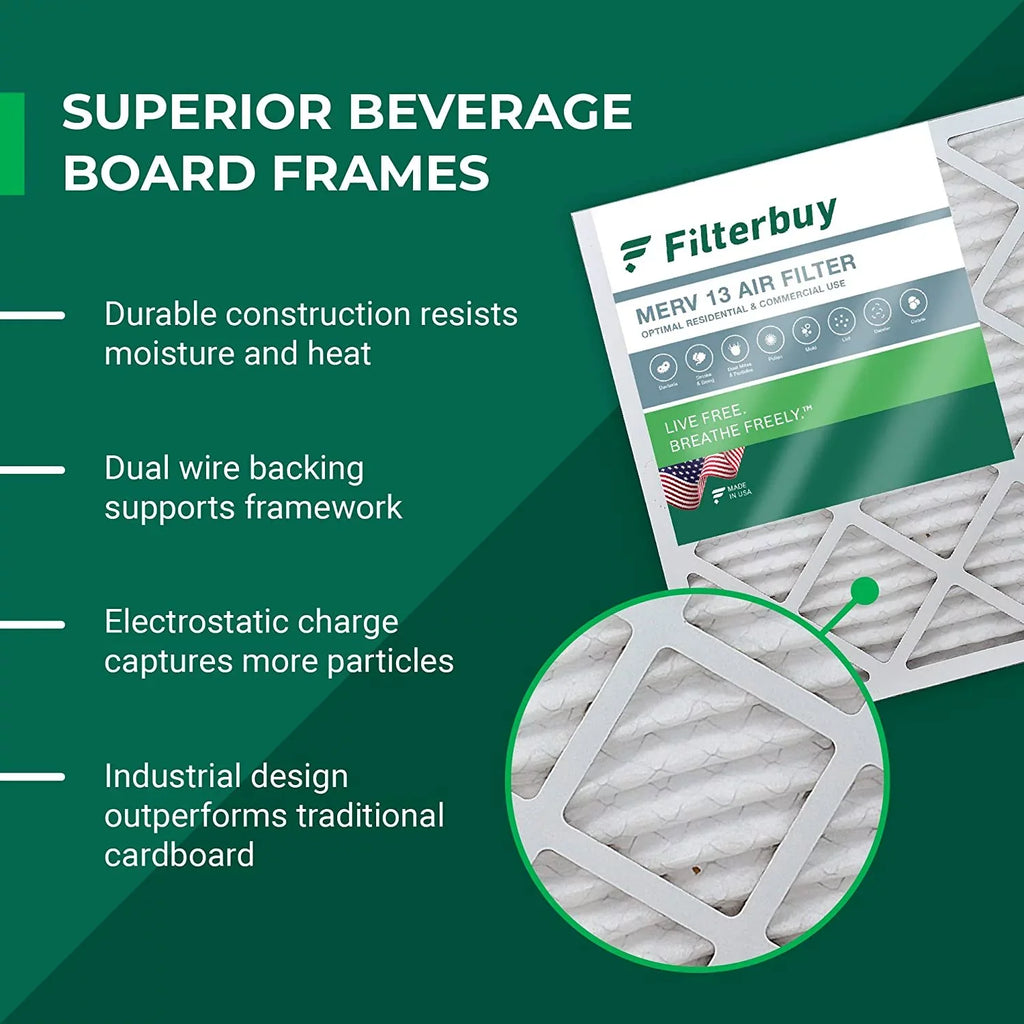 Filterbuy 10x32x1 MERV 13 Pleated HVAC AC Furnace Air Filters (6-Pack)