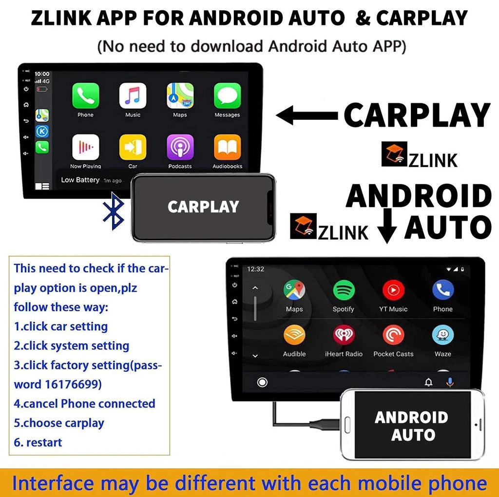 Binize Double Din Car Stereo appropriate with  CarPlay&Android Auto 9 Inch Android 10 Touchscreen Car Radio with Backup camera, Bluetooth,SW control, GPS Navigation