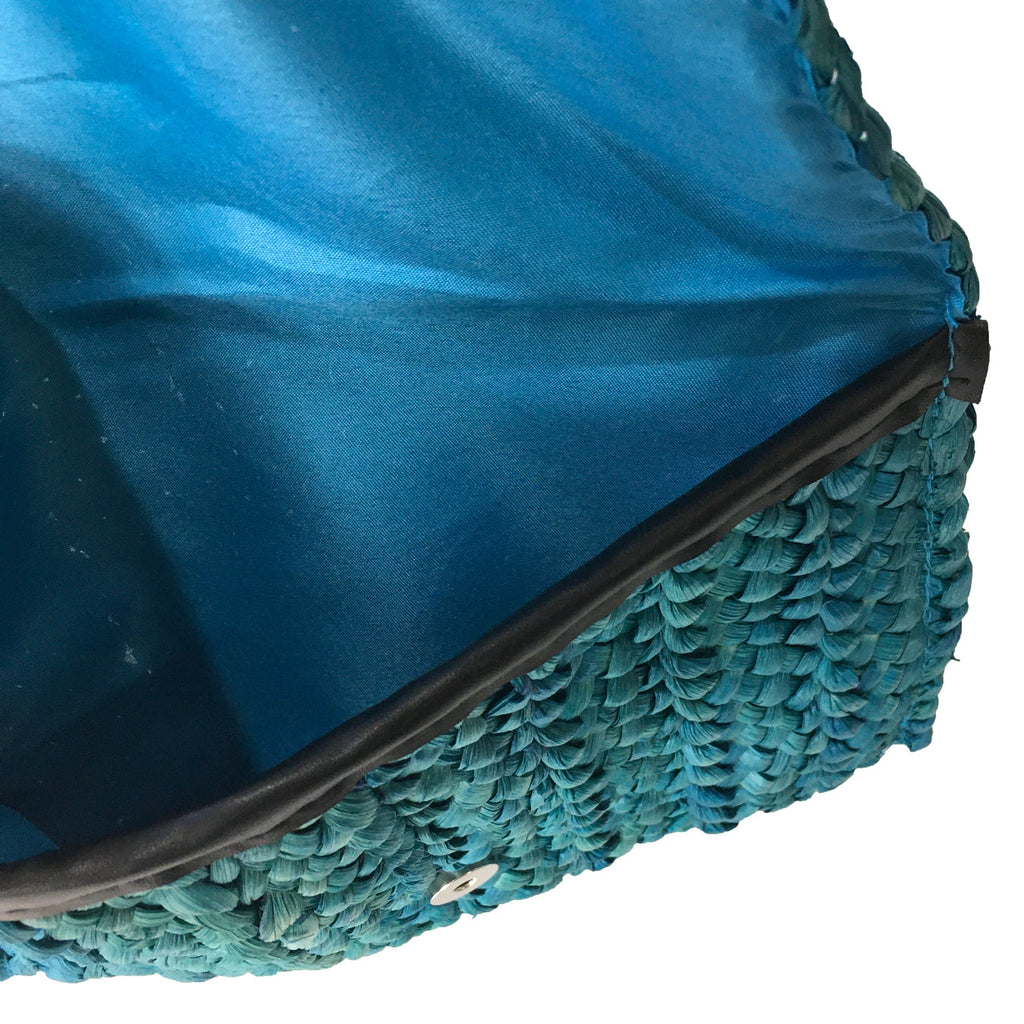 Fashion Culture Eliza Crochet Straw Envelope Clutch, Ocean Blue