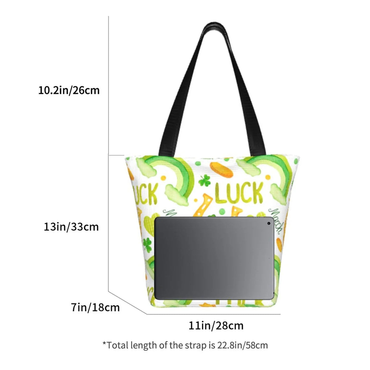 Easygdp St Patrick's Day1 Stylish Canvas Handbag Shoulder Tote Bag, Shopping Bag with Zip, Suitable for Buying Groceries, Office, Fitness