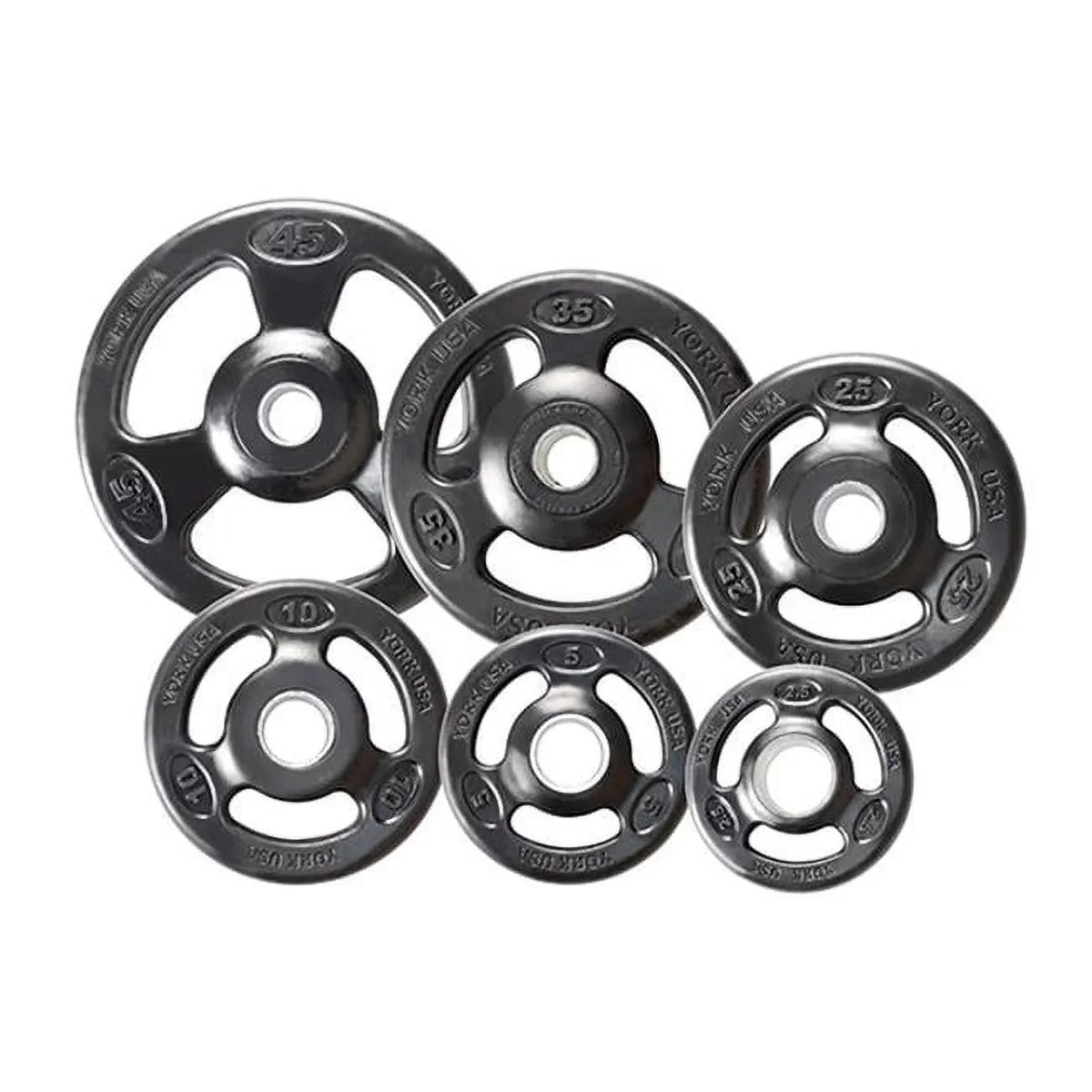 York Barbell  Grip Steel Composite Olympic Iron Plate, Black - 25 lbs