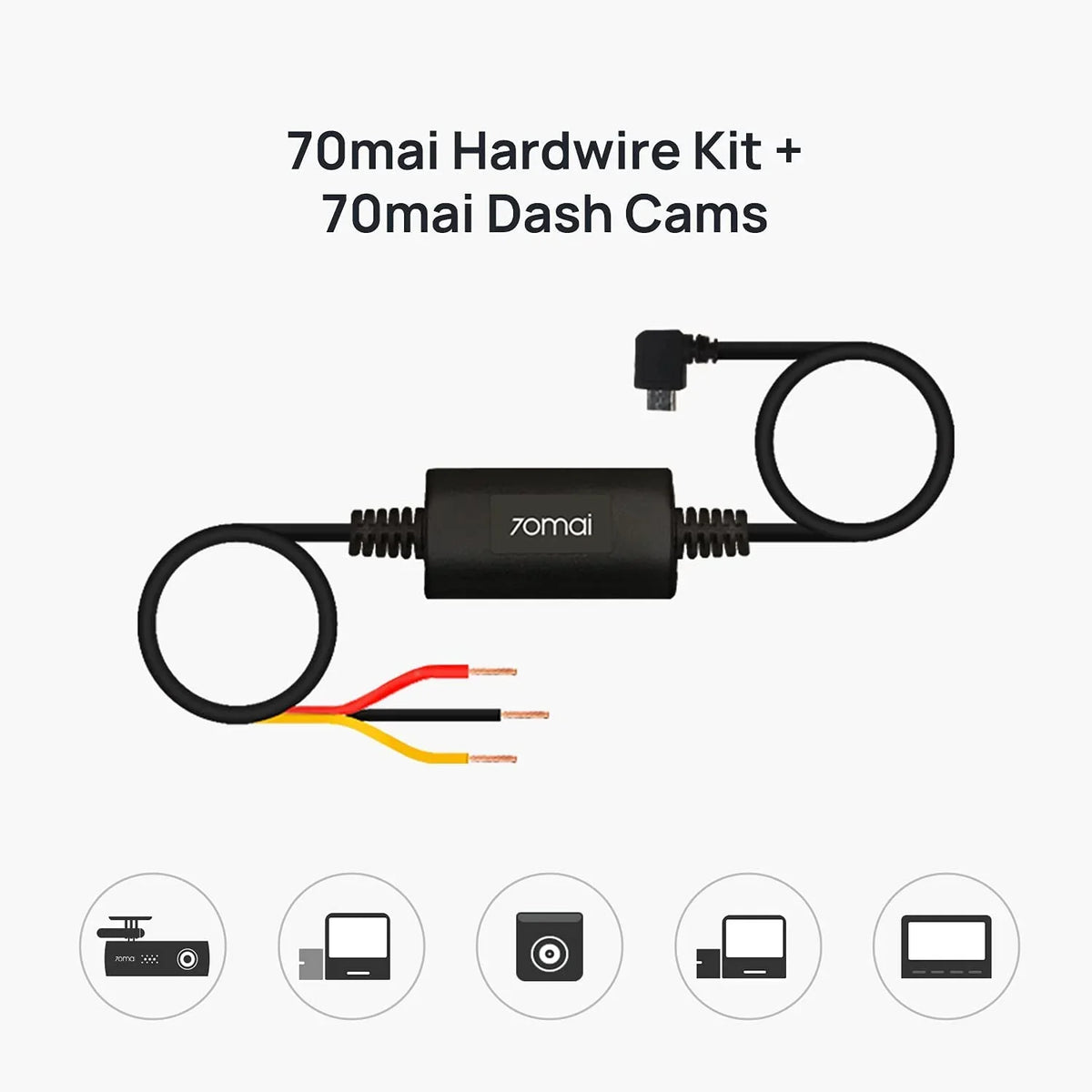 Hardwire Kit, 10ft ro USB for Car Dash Cams, 12V-30V to 5V/2.4A, Low Voltage Protection, 24 Hour Parking
