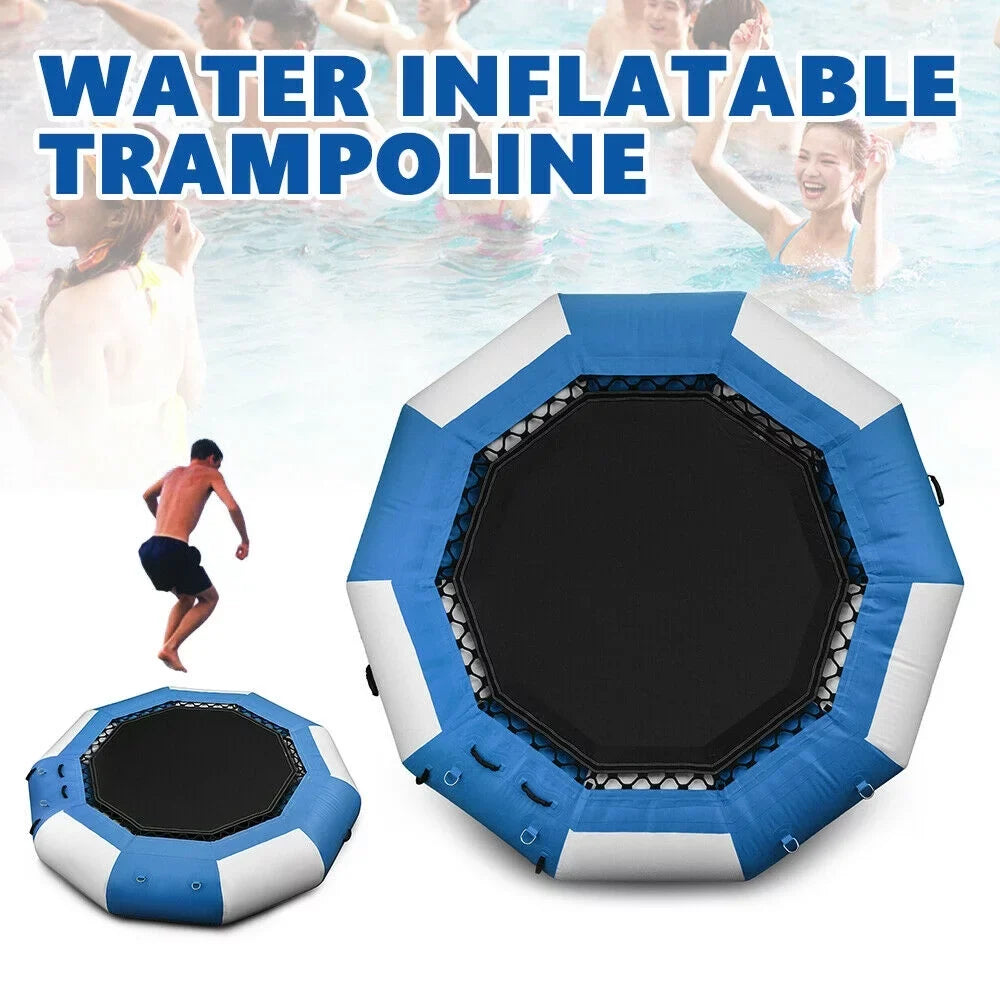DENEST 17-ft Inflatable liquid Trampoline Swimming Pool Lake Bounce Floating Island moisture Sport Blue Max Capacity 400kg/ 880lbs