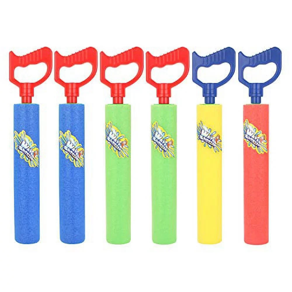 Fun-Here moisture Guns Shooter 6 Pack, Super Foam Soakers Blaster Squirt Guns, Pool Noodles Toy with Plastic Handle Summer Swimming Beach Garden Fighting Game,Outdoor Toys for Kids Boys Girls Adults