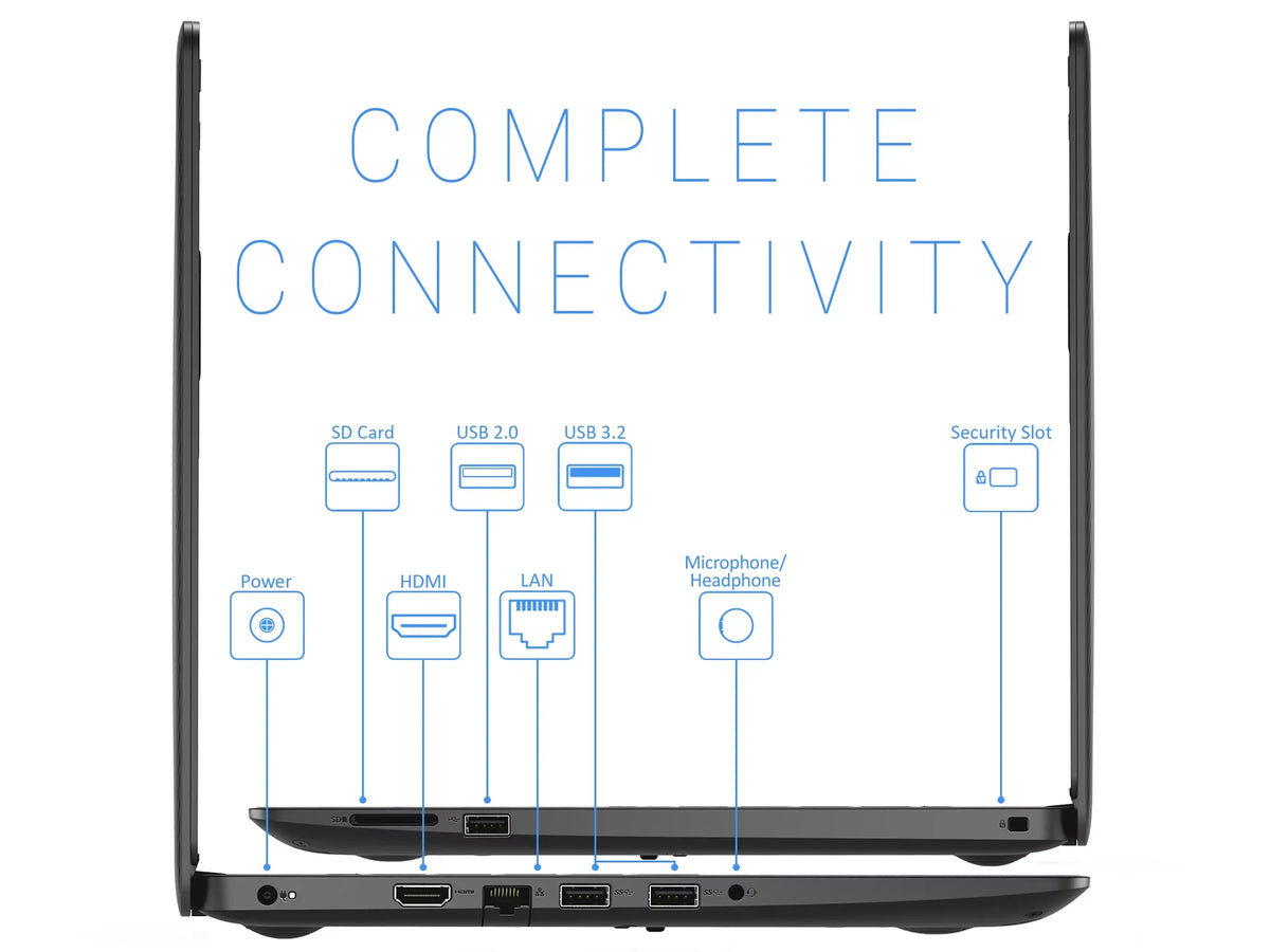 Inspiron 3493 Laptop, 14" FHD Display,  Core i5-1035G4 Upto 3.7GHz, 16GB RAM, 512GB NVMe SSD, HDMI, Card Reader, Wi-Fi, Bluetooth, Windows 10 Home