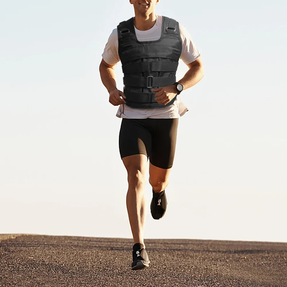 Load (Empty). Adjustable Weighted Vest Weight Jacket Oxford Exercise Weight Loading Cloth Strength Training 50kg Max
