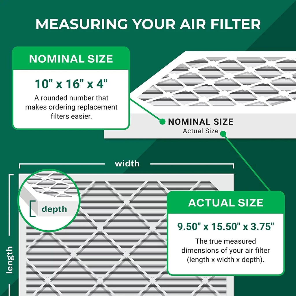 Filterbuy 10x16x4 MERV 11 Pleated HVAC AC Furnace Air Filters (4-Pack)