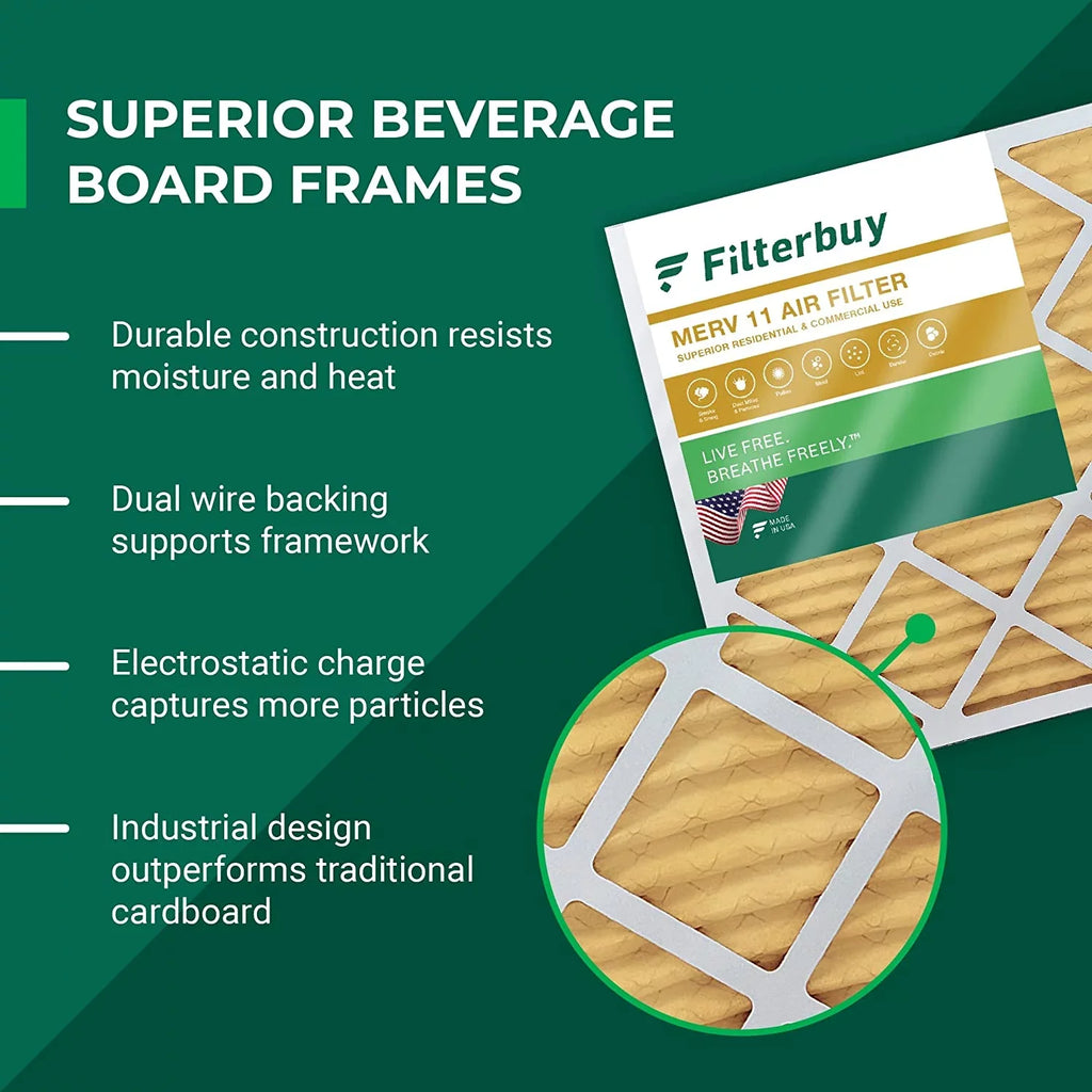 Filterbuy 16x25x5 MERV 11 Pleated HVAC AC Furnace Air Filters for Trion Air Bear 255649-105 (1-Pack)