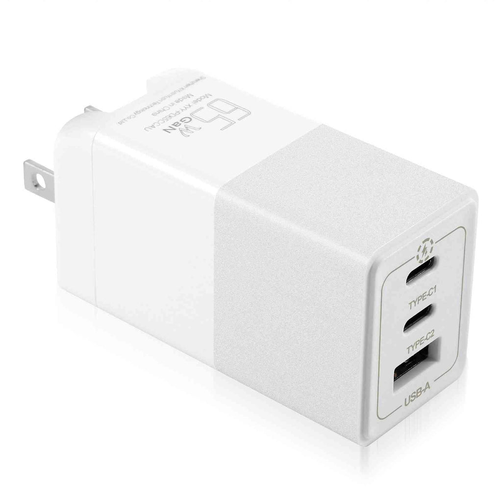 UrbanX 65W Fast Travel Charger with 3 Ports USB & Dual USB-C High-Speed Charging suitable with HTC One A9/One M9/Desire Eye/Butterfly 2/One Remix, iPhone,  Galaxy, Google Pixel, MacBook