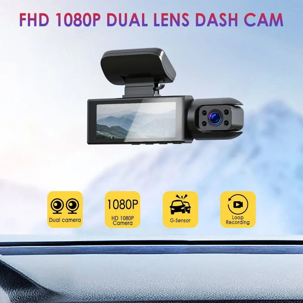 Jahyshow Car DVR Dash Cam Video Recorder G-Sensor Dual Lens Front 1080P w/ Inside Camera
