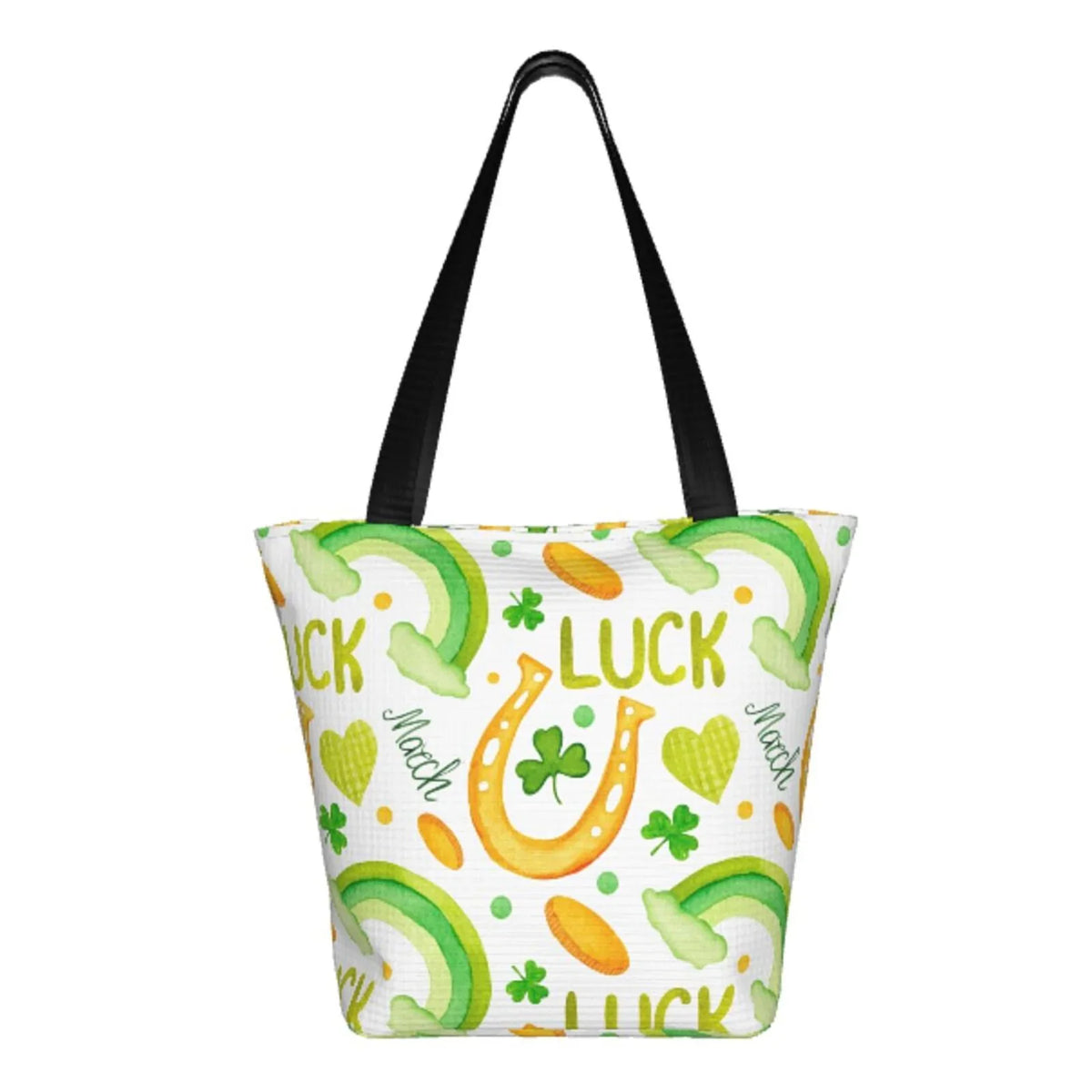 Easygdp St Patrick's Day1 Stylish Canvas Handbag Shoulder Tote Bag, Shopping Bag with Zip, Suitable for Buying Groceries, Office, Fitness