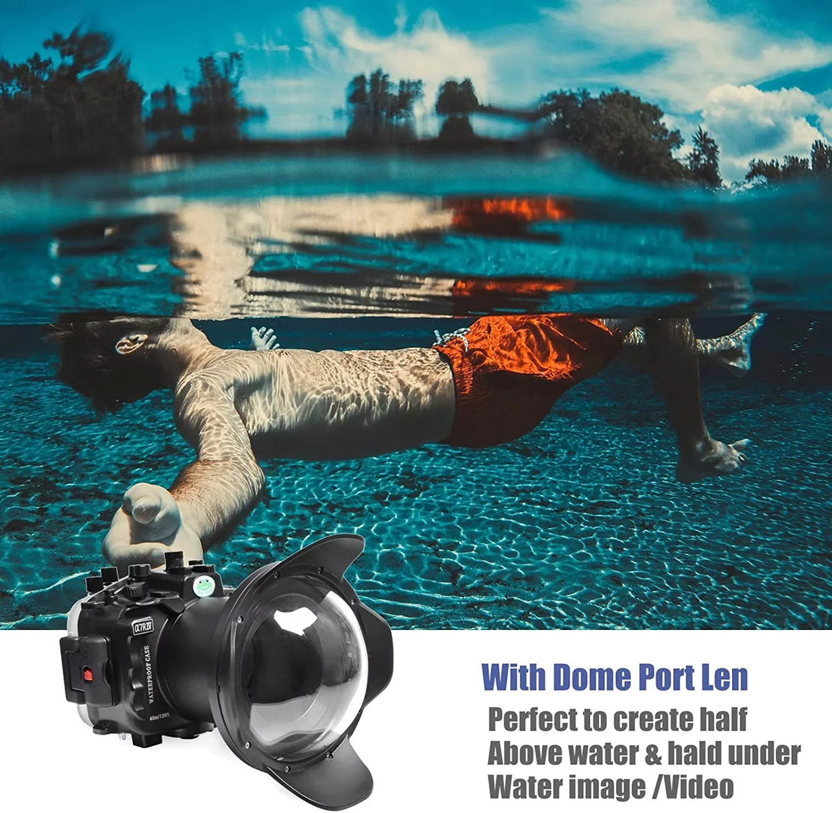 Seafrogs [40M/130FT] Underwater Housing Waterproof Case w/ 6 Inch Dome Port Kit for  A7R IV A7R4 ILCE-7R IV suitable with  FE 16-35mm F/4 28-70mm F3.5-5.6, 12-24mm F4 G Lens-Black