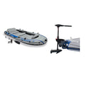 Intex 5 Person Fishing craft Set w/2 Oars & Eight Speed Trolling Motor