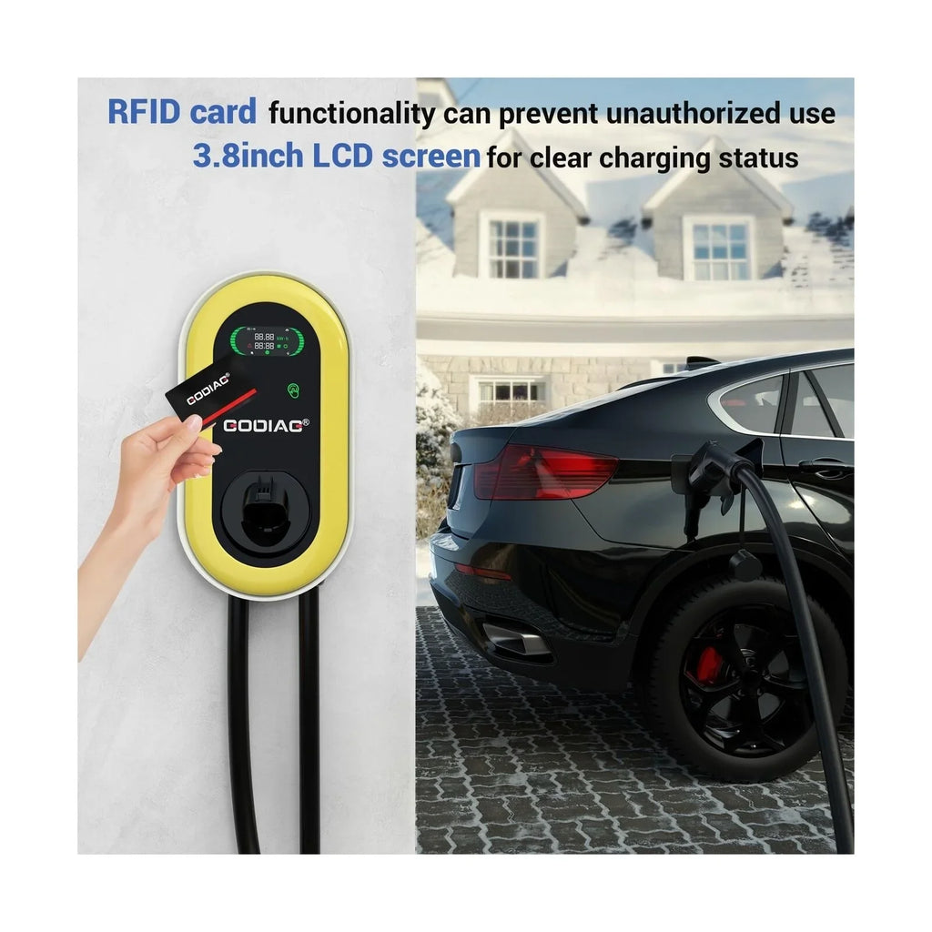 GODIAG Hardwired Level 2 EV Charger, 40Amp 9.6kw 240V Wall-Mount Indoor Outdoor Electric Car Fast Home Charging Station with 25ft Cable