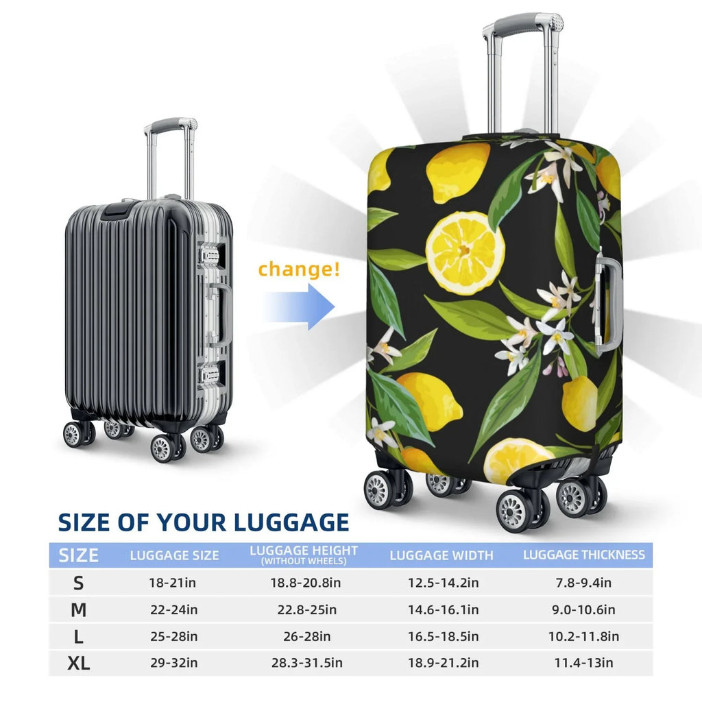 Adobk Lemon Fruits Flowers Leaves Luggage Protector Suitcase shield, Stretch Suitcase shield, Washable Luggage Covers For Suitcase For Women And Men, Travel Accessories-Small