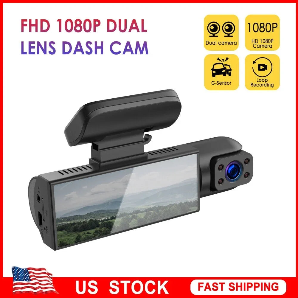 Jahyshow Car DVR Dash Cam Video Recorder G-Sensor Dual Lens Front 1080P w/ Inside Camera