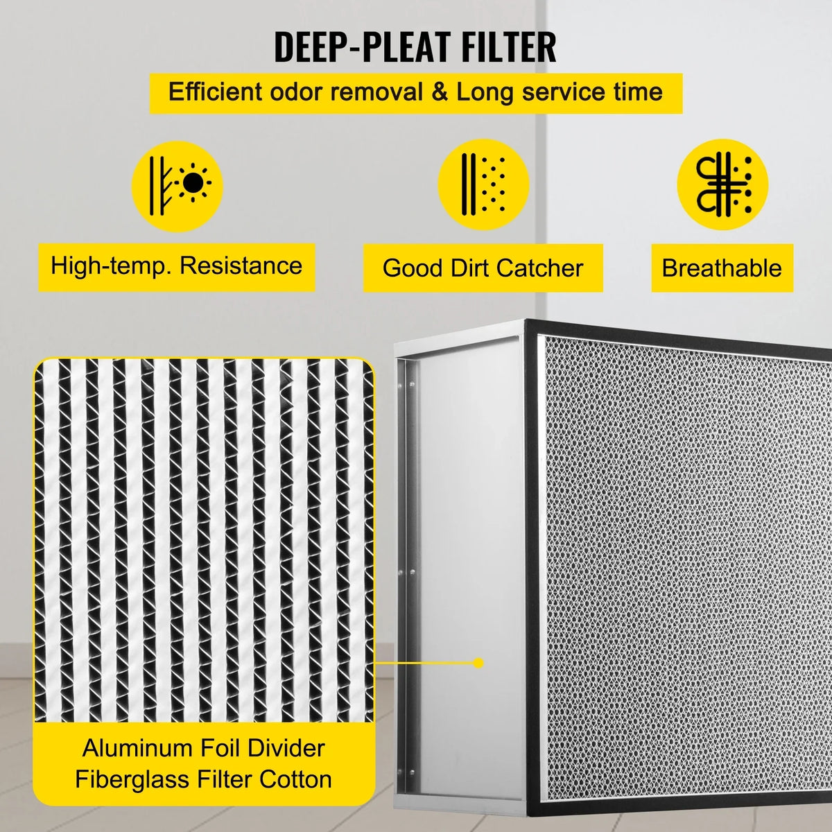 Bentism Filter Replacement, 24''x24''x11.5'' AC Filter, True HEPA Pleated Air Filter, Air Filter Replacement with Durable Galvanized Frame, 99.97% Standard Filter suitable
