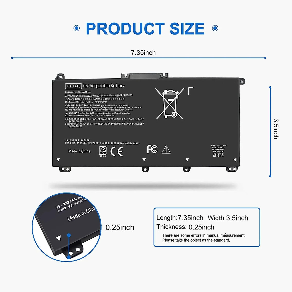 41.7Wh HT03XL L11119-855 Laptop y for  Pavilion 14-CE 14-CK 14-DQ 15-CS 240 245 G7 14-CK0001LA 14-CK0061ST