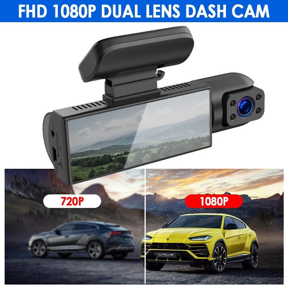 Jahyshow Car DVR Dash Cam Video Recorder G-Sensor Dual Lens Front 1080P w/ Inside Camera