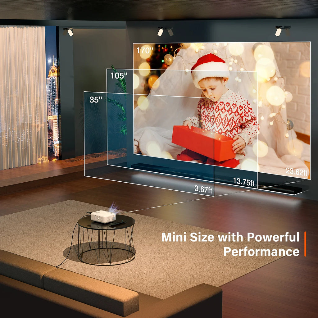 Auking 5G WIFI Bluetooth Mini Projector, 9800Lumens 1080P Full HD and 220" Display Supported movie Projector, Home Theater Projector appropriate with iOS/Android, (Tripod Included)