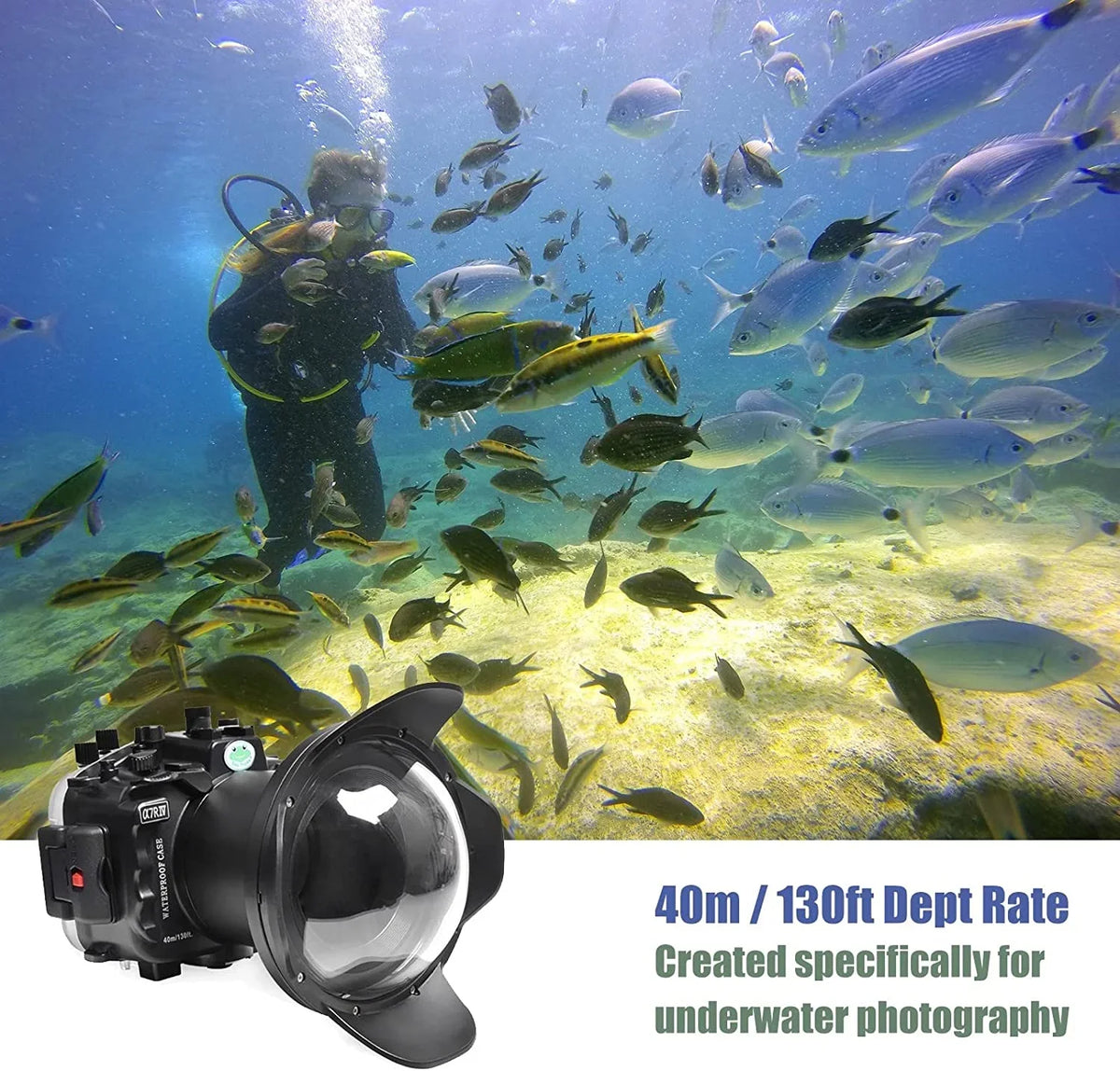 Seafrogs [40M/130FT] Underwater Housing Waterproof Case w/ 6 Inch Dome Port Kit for  A7R IV A7R4 ILCE-7R IV suitable with  FE 16-35mm F/4 28-70mm F3.5-5.6, 12-24mm F4 G Lens-Black