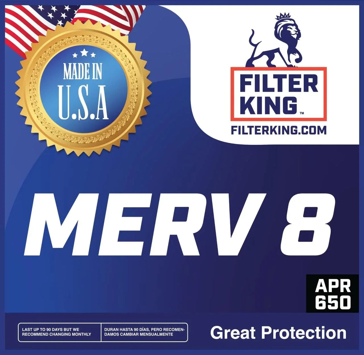 Filter King 12.5x23.5x1a Air Filter | 3-PACK | MERV 8 HVAC Pleated A/C Furnace Filters | MADE IN USA | Actual Size: 12.5 x 23.5 x .75"