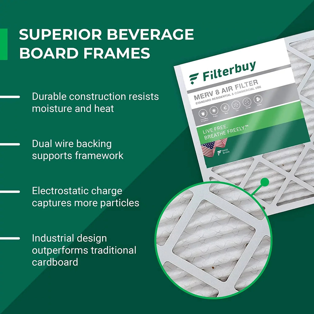 Filterbuy 24x30x1 MERV 8 Pleated HVAC AC Furnace Air Filters (4-Pack)