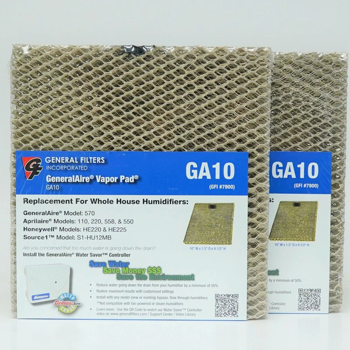 10-2 2PAK #10 for Aprilaire Humidifier 500 550 aqua Panel Pad Filter