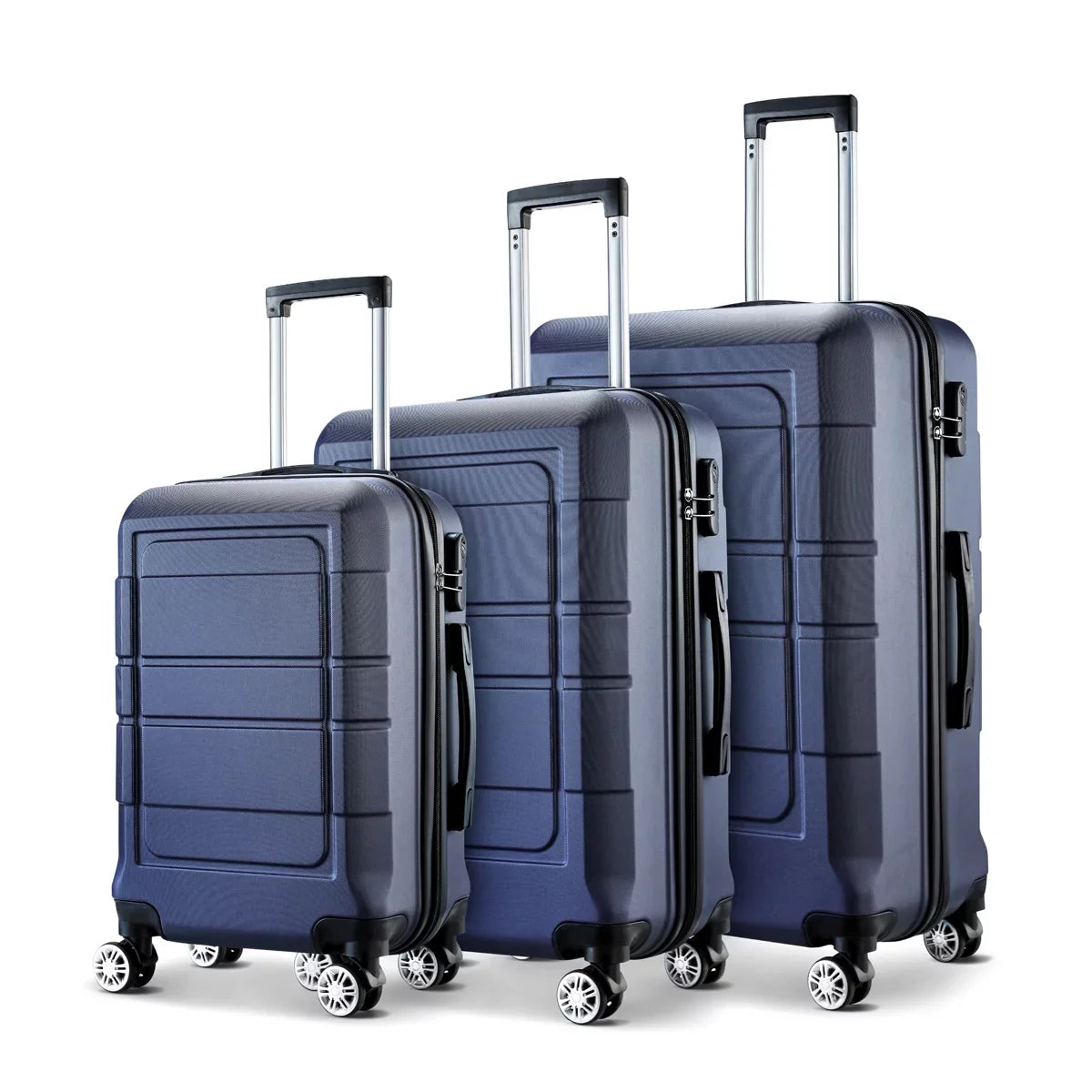 GOWELL Luggage Sets Expandable PC+ABS Durable Suitcase Double Wheels TSA Lock Blue