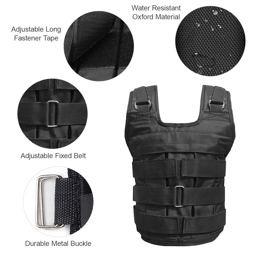 Load (Empty). Adjustable Weighted Vest Weight Jacket Oxford Exercise Weight Loading Cloth Strength Training 50kg Max