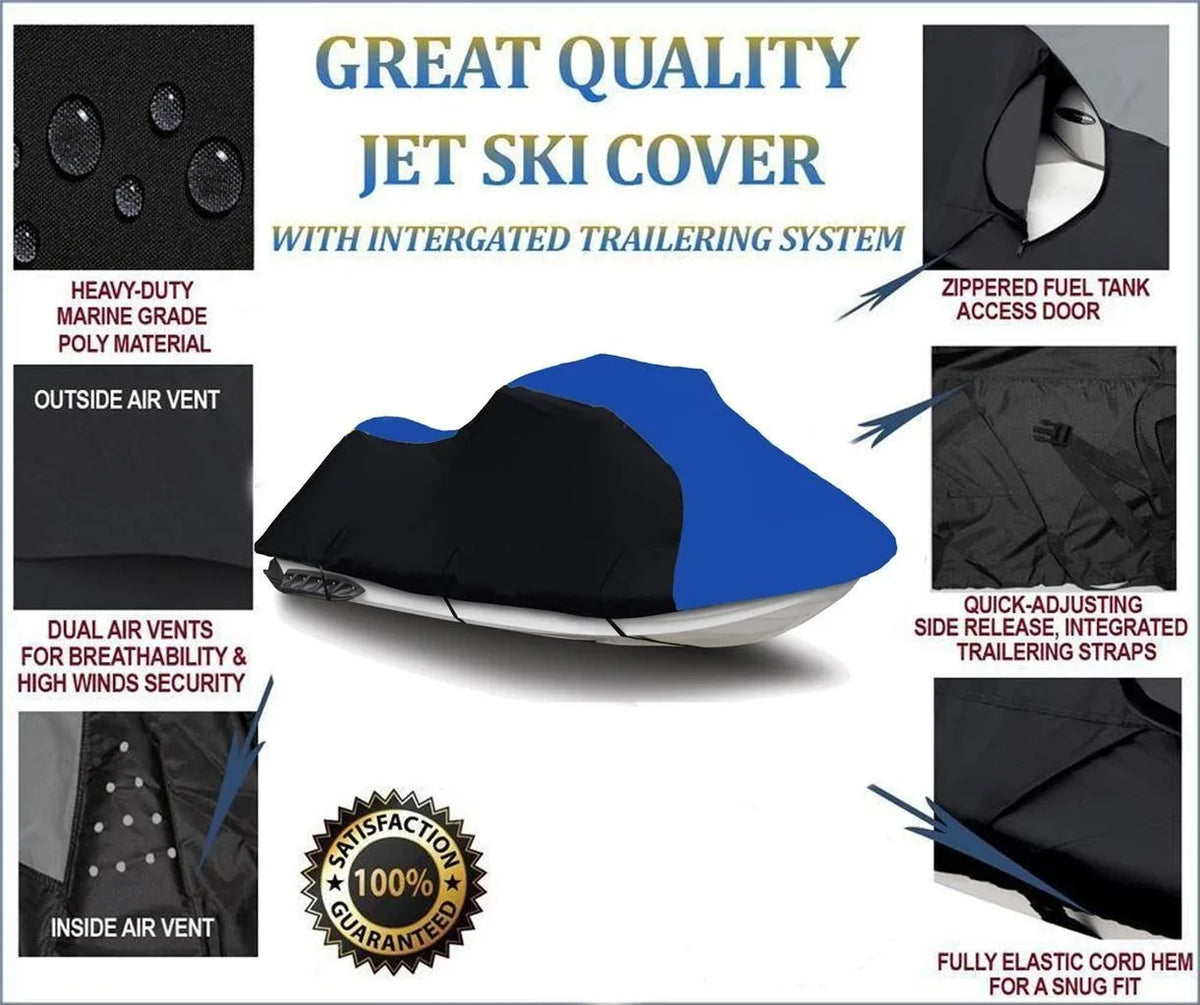BLACK / BLUE HEAVY-DUTY wrap suitable for Sea Doo Sea-Doo Bombardier SPARK 3up 900 HO ACE 2014 2016 2015 2017 2018 2019 2020 2021 2022 Jet Ski PWC Trailerable shield
