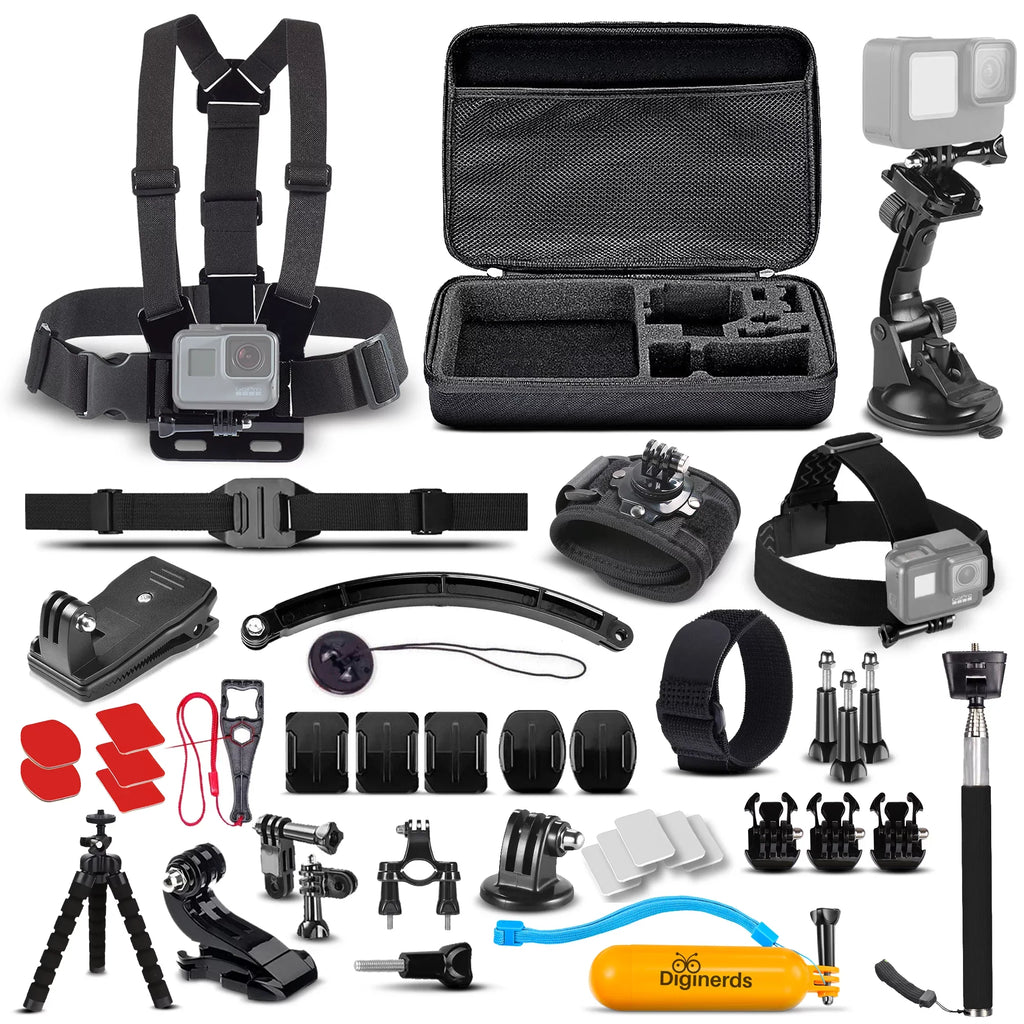 DiGiNerds - 50-in-1 Action Camera Accessory Kit, matching for GoPro, Fusion, Insta360, DJI, AKASO