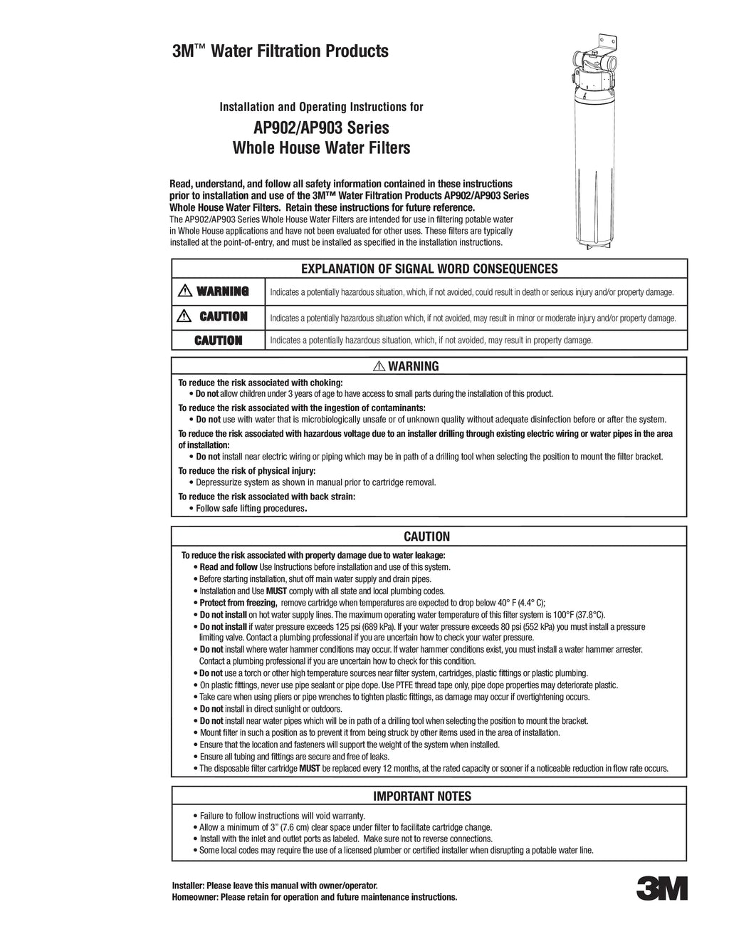 3M Aqua-Pure AP917HD-S Whole House moisture Filter Cartridge, Sanitary Quick-Change, for AP904 Systems
