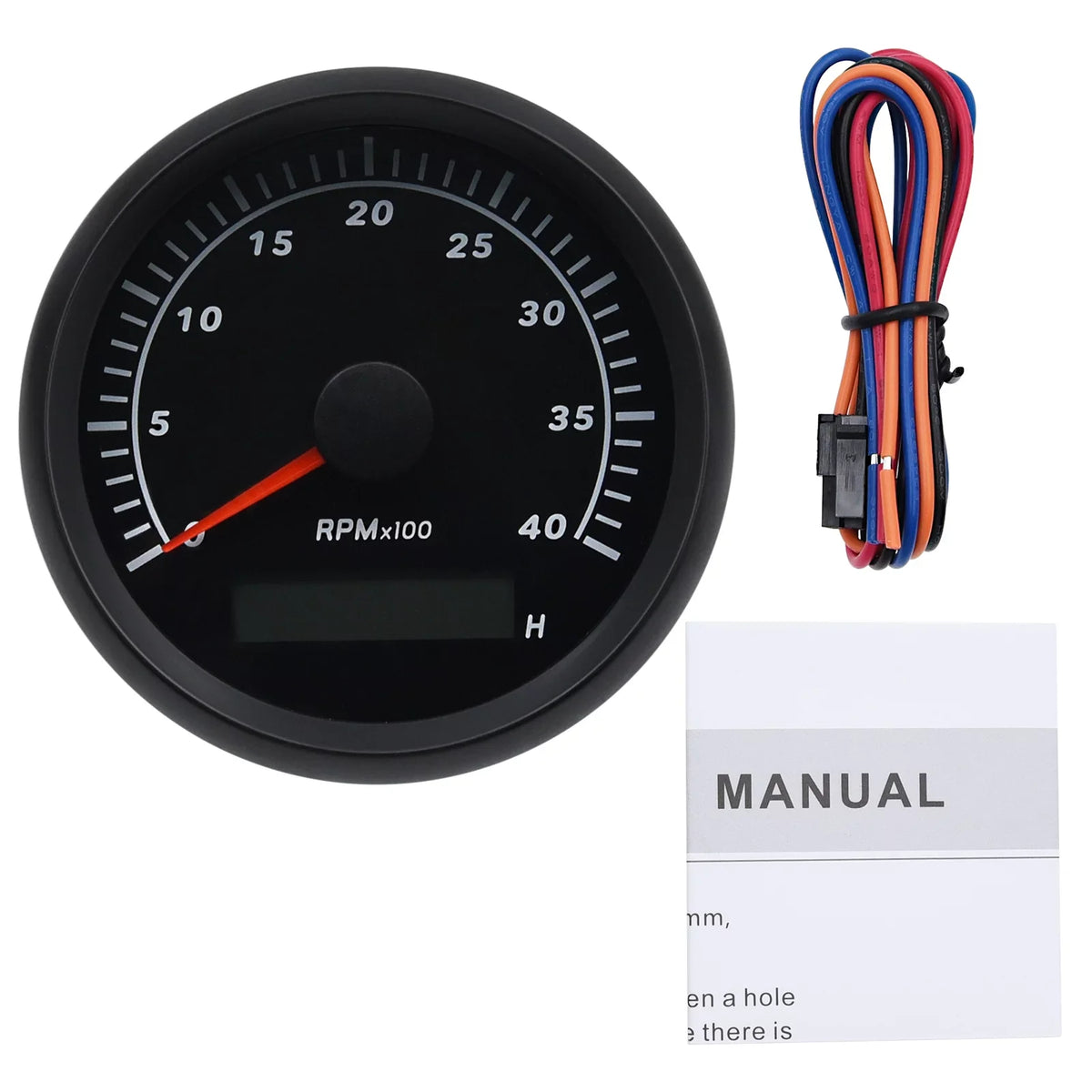 Geloo Marine Tachometer Hour Meter Waterproof Tachometer Gauge 0-4000RPM 85mm for Car craft Truck RV